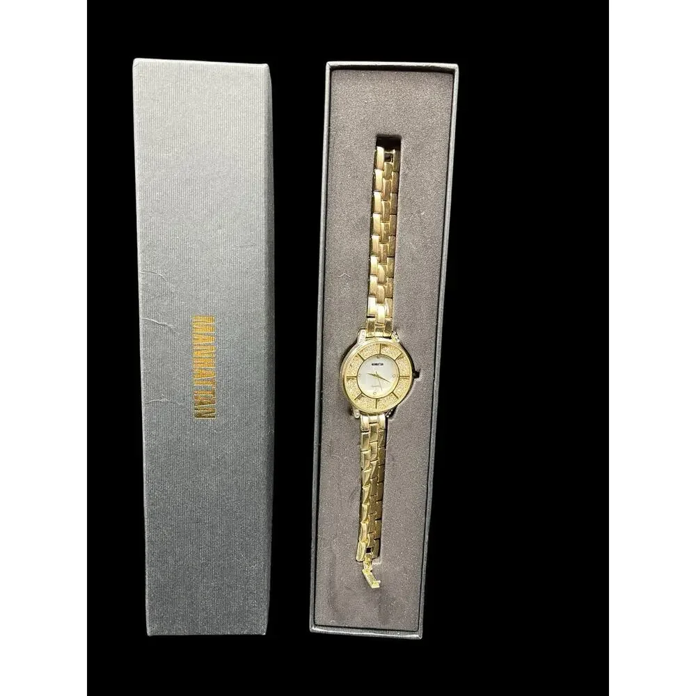 Vintage Manhattan by Croton Gold Tone Crystal Accent Women’s Watch